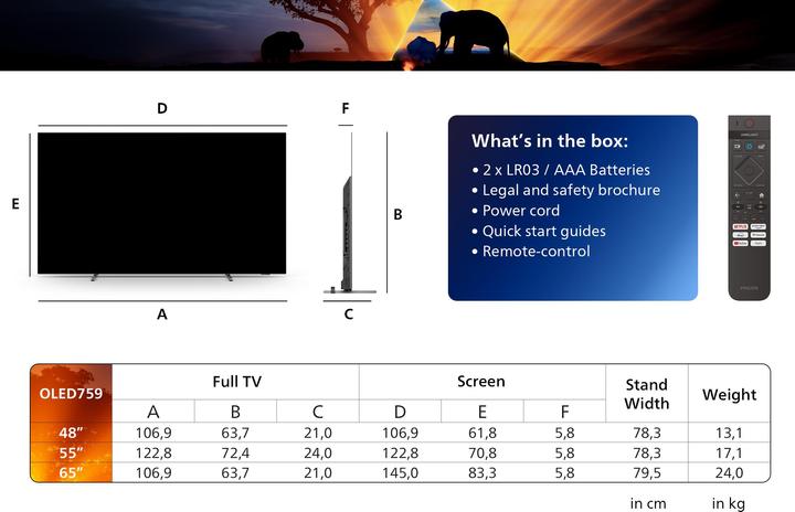 Image du produit Philips 55OLED759/12 (55", OLED759, OLED, 4K, 2024)