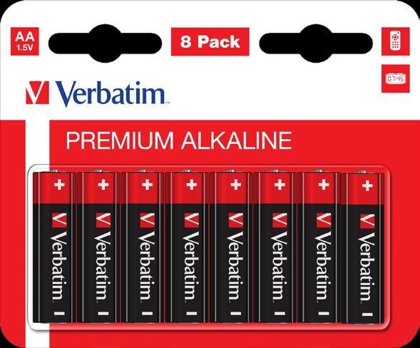 Image du produit Verbatim Alcaline Premium (8 pcs, AA / LR6 / LR06 / Mignon / R6 / R14505)