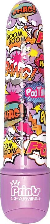 Actual product image Global Novelties Prints Charming Pop Tease 5" Mini Vibe, F*ck, Purple w/Storage Bag