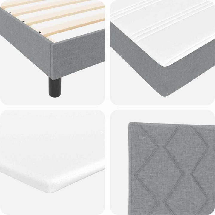 Image du produit VidaXL Lit Boxspring avec matelas & LED Gris clair 90x200 cm Tissu (90 x 200 cm)