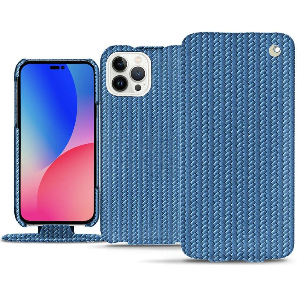 Noreve Lederschutzhülle vertikal (Apple iPhone 14 Pro Max), Smartphone Hülle, Blau