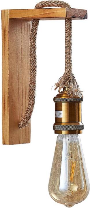 Produktbild Lindby Helou Holz-Wandlampe mit sichtbarer Fassung (E27)