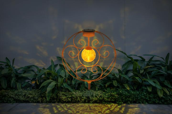 Actual product image Globo Solar Light Metal Rust Color, 1xled (IP44)