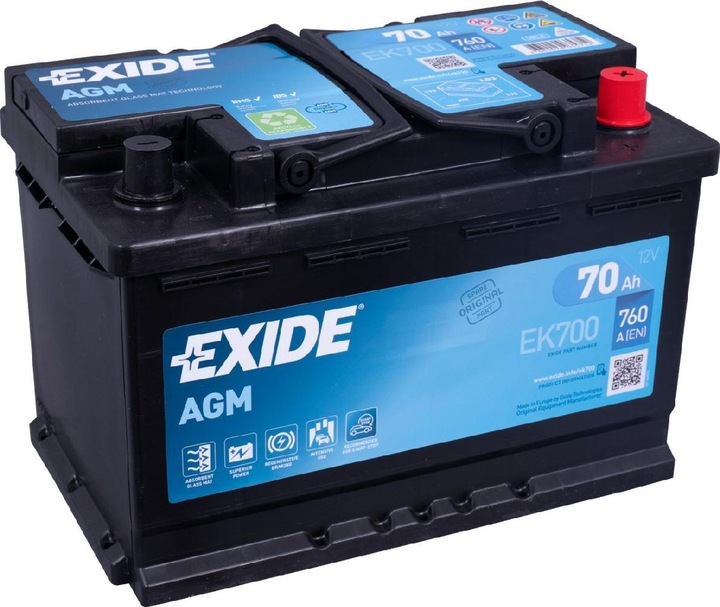 Exide Start-Stop AGM (12 V, 70 Ah, 760 A)