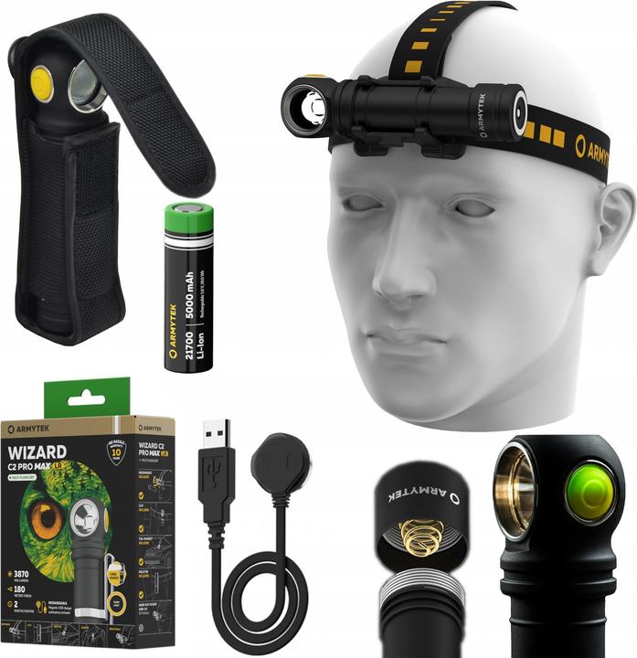 Produktbild ArmyTek Wizard C2 Pro Max LR Warm LED Taschenlampe mit Gürtelclip, mit Holster akkubetrieben 3870lm (12.15 cm, 3870 lm)