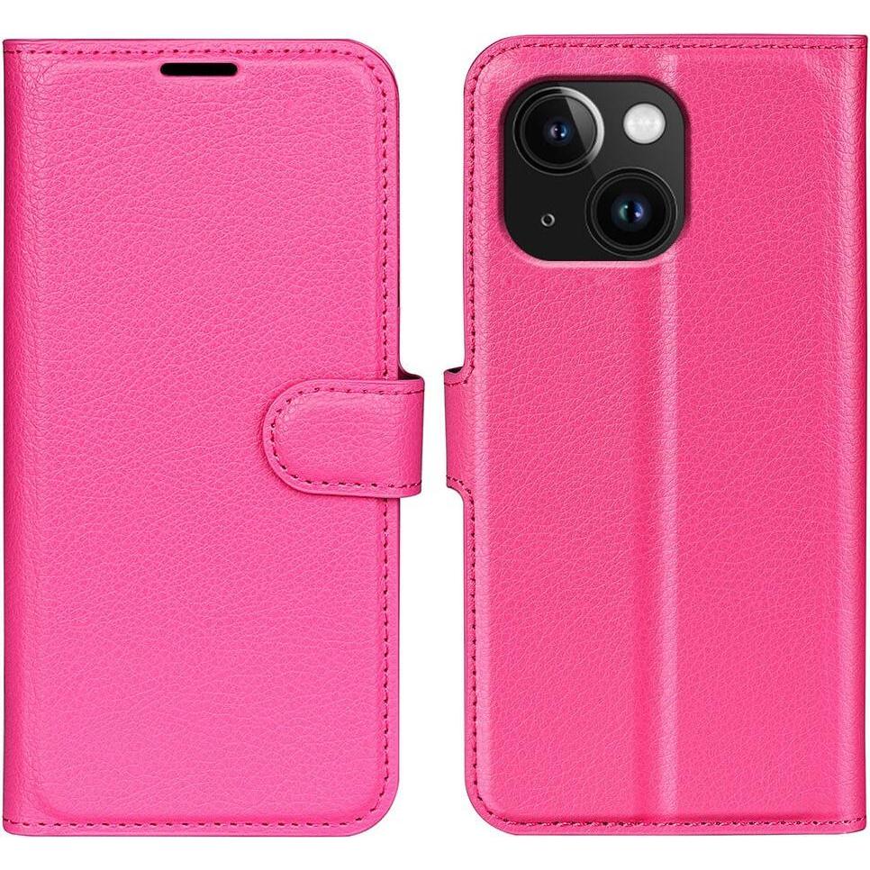 Cover-Discount iPhone 15 Plus - Leder Etui Hülle pink (Apple iPhone 15 Plus), Smartphone Hülle, Pink