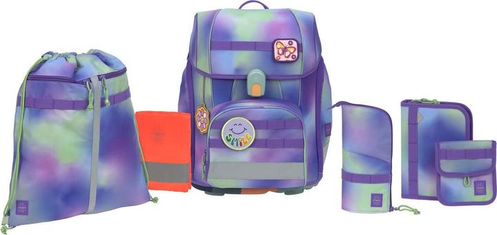 Actual product image Lässig Schulrucksack-Set Boxy, Lila / Grün (21 l)