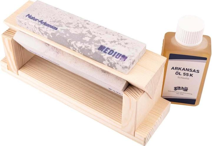 Herbertz Wooden block with 3 whetstones