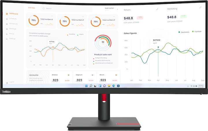 Lenovo ThinkVision T34w-30 (3440 x 1440 Pixel, 34")