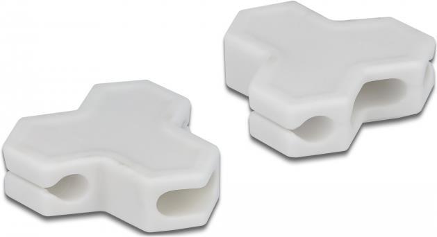 Produktbild Delock Kabelhalter selbstklebend mit 3 Durchführungen (1 x Flachkabel und 2 x Rundkabel) 2 Stück weiss