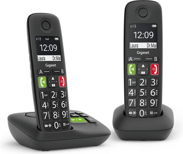 Gigaset E290A DUO - Wireless home telephone for seniors with an answering machine and 2 handsets - L