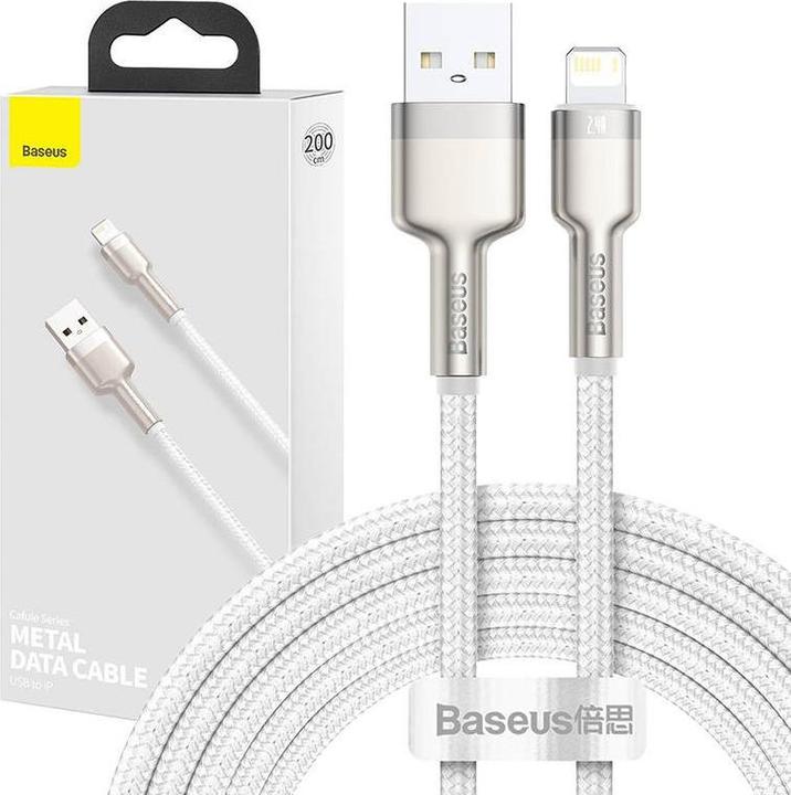 Image du produit Baseus Câble USB pour Lightning Cafule, 2.4A, 2m (blanc) (2 m, USB 4.0)