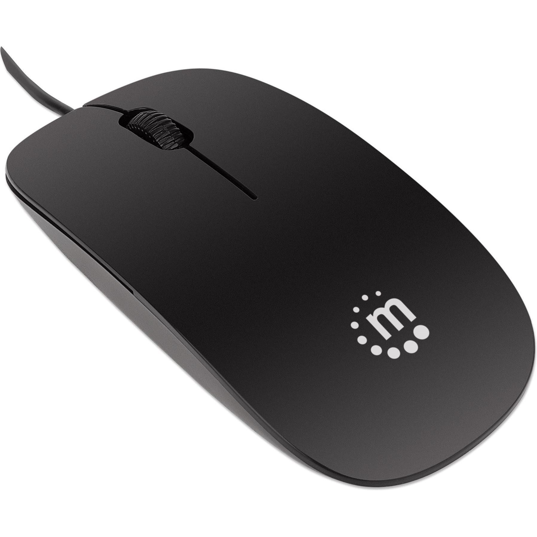 Manhattan Optische Slim Mouse (Kabelgebunden), Maus, Schwarz