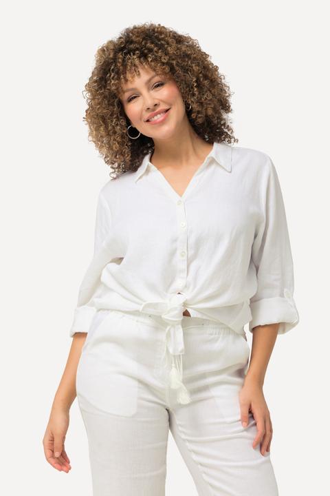 Produktbild Ulla Popken Bluse, Leinen, offener Kragen, Langarm (56)