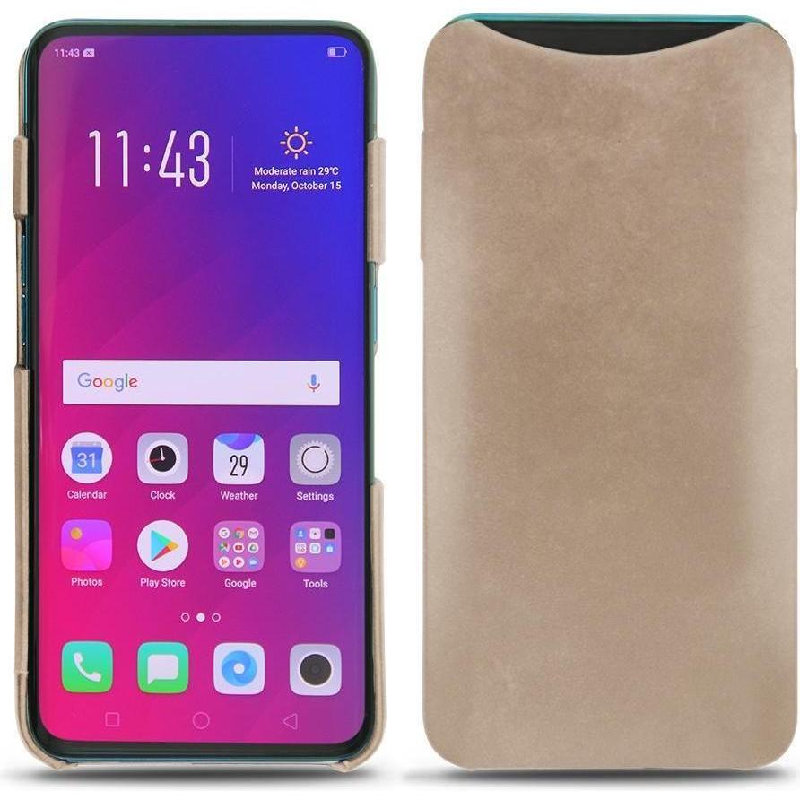 Noreve Lederschutzhülle (Oppo Find X), Smartphone Hülle, Beige