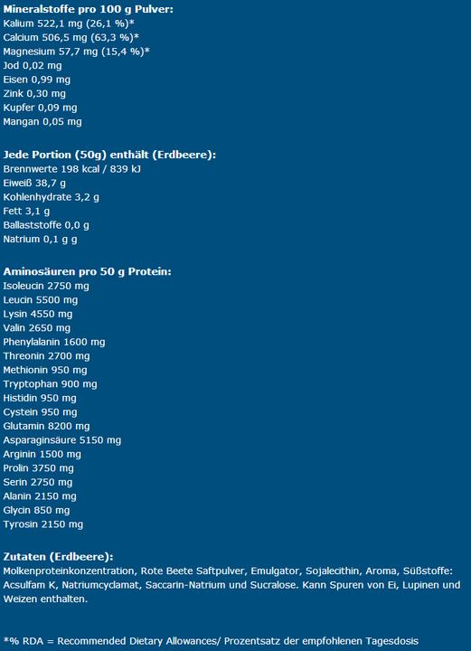 Valori nutrizionali e ingredienti IronMaxx 100% proteine del siero di latte (Vaniglia, 1 x, 900 g)