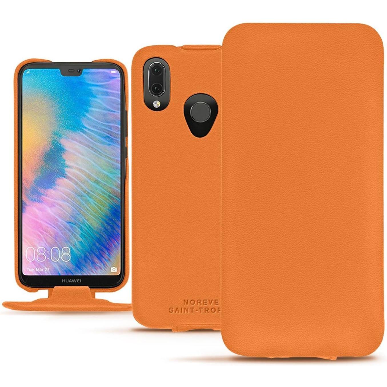Noreve Lederschutzhülle vertikal (Huawei P20 Lite), Smartphone Hülle, Orange
