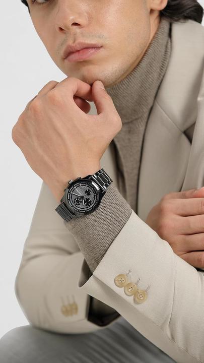 Actual product image Calvin Klein CK25200209 Ambition Heren Horloge - Mineraalglas - Staal - Zwart - 44 mm - Quartz - Vouw/Vlind (44 mm)