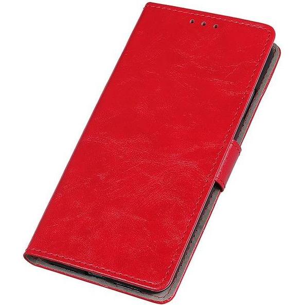 MU Classic Crazy Horse Leder Bookcover Series (Xiaomi Redmi 7), Smartphone Hülle, Rot