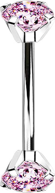 Immagine prodotto Star Piercing Filo interno in argento micro banana con due cristalli incastonati in rosa (Titanio, senza ottone)