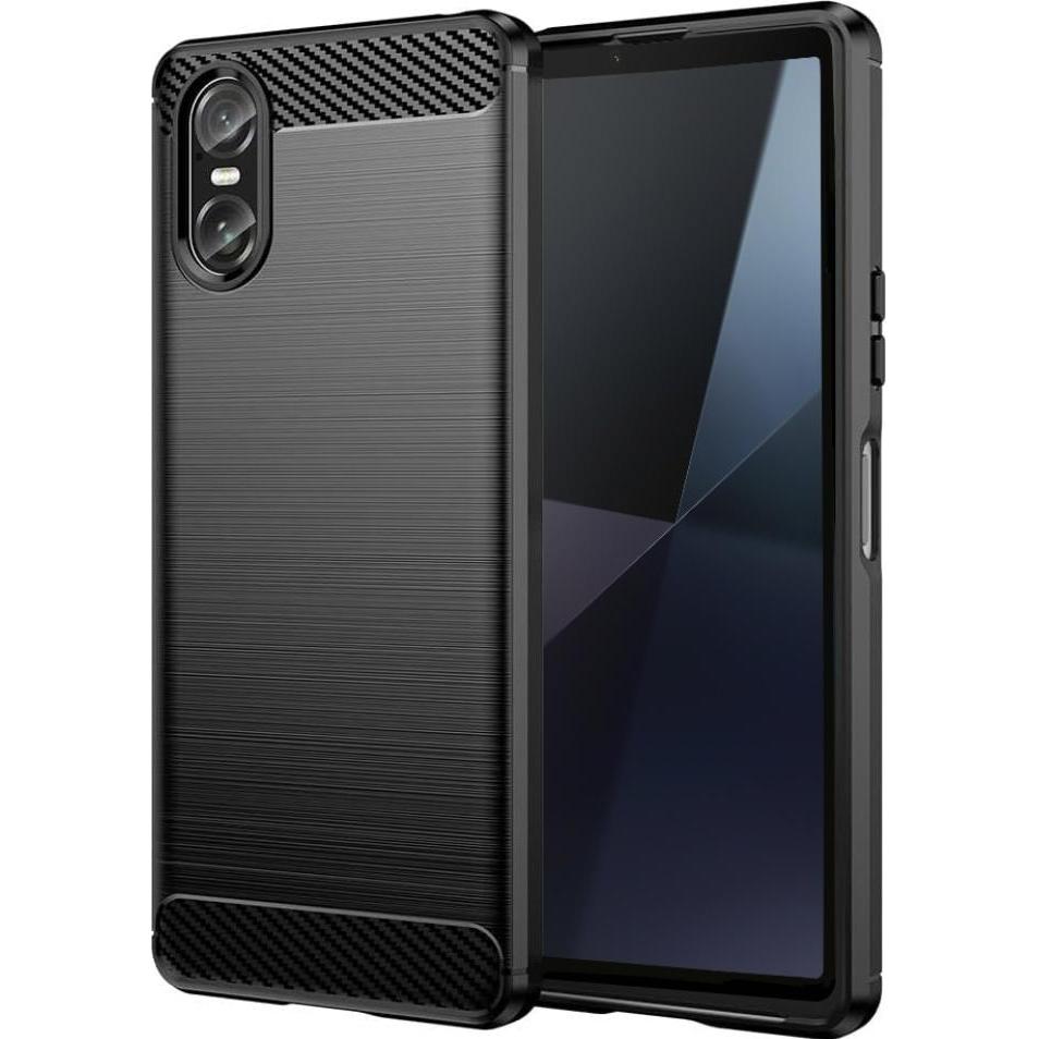Screenguard Carbon Brushed Soft Cover (Sony Xperia 10 VI), Smartphone Hülle, Schwarz