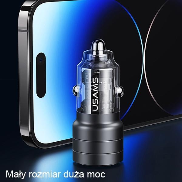 Image du produit Usams Ład. sam. C36 USB+USB-C 95W Fast Charge czarny/black CC176CC01 (US-CC176)