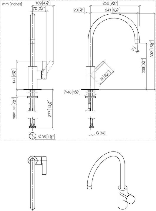 Produktbild Dornbracht Küche - Tara Ultra Einhebelmischer Ausladung 240mm