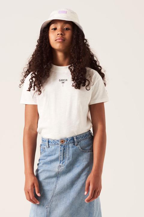 Actual product image Garcia White T Shirt with print on the back (140, 146)