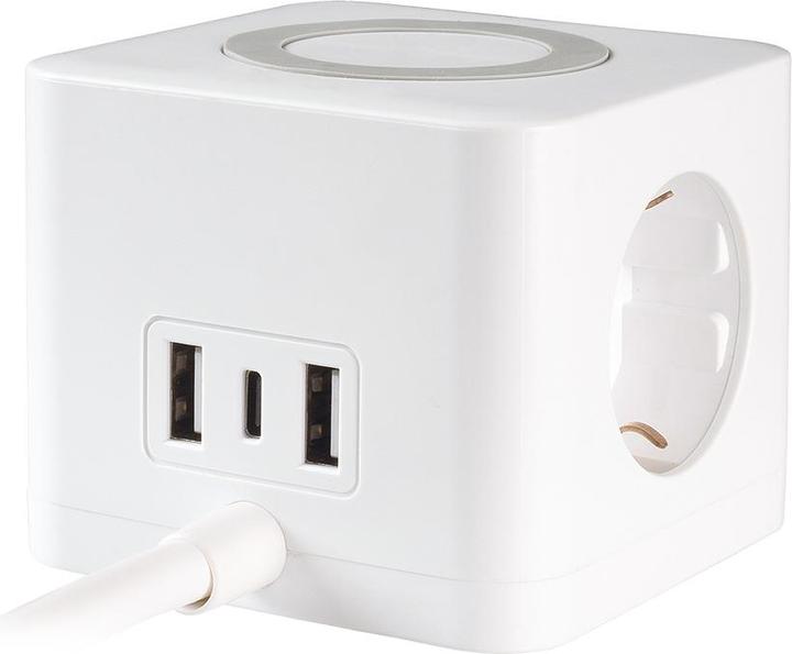 Actual product image Vivanco 3-way socket cube with 2x USB-A + 1x USB-C, 3.4A, 1.4m, white (3x, CEE 7/3, 1.40 m)