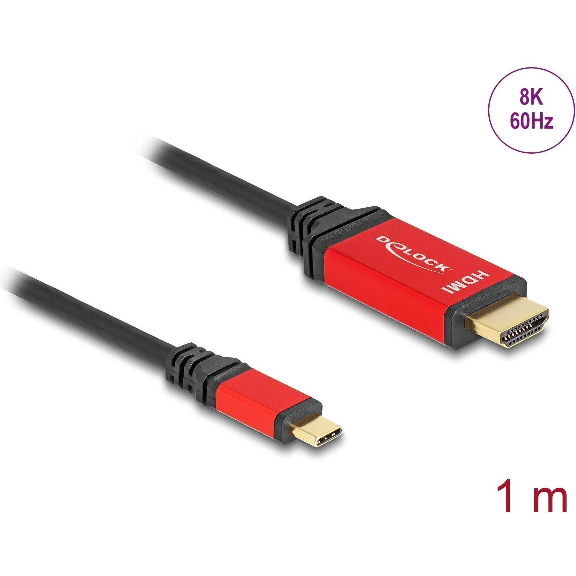 Thumbnail - Delock USB Type-C™ zu HDMI Kabel (DP Alt Mode) 8K 60 Hz mit HDR Funktion 1 m rot (1 m, HDMI), Video Kabel