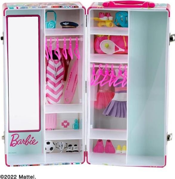 Produktbild Theo Klein Barbie Schrankkoffer Kleiderstangen und Fächern