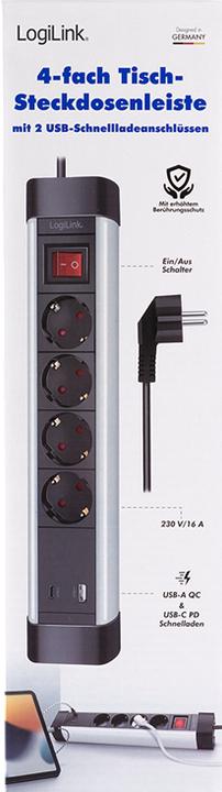 Produktbild LogiLink Prüfen (4 x, CEE 7/3, 1.50 m)