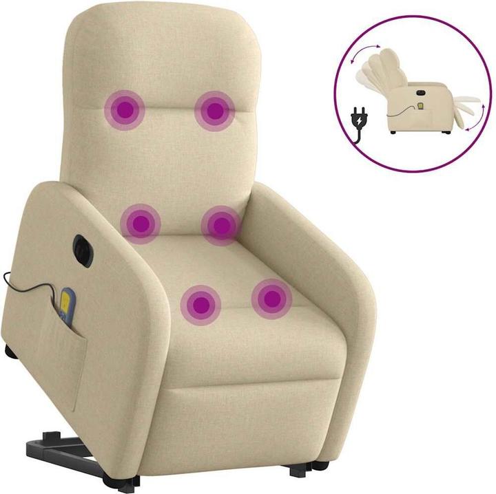 Produktbild VidaXL Elektrischer Massagesessel mit Aufstehhilfe Creme Stoff