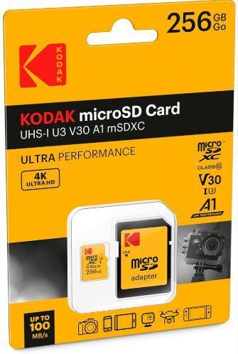 Produktbild Kodak SD MICRO 256GB CL10 UHS-I U3 V30 A1 ULTRA CON ADATTATORE (256 GB, microSDXC, U3, UHS-I)