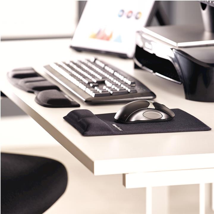 Actual product image Fellowes Health-V wrist rest with mouse pad, black (S)