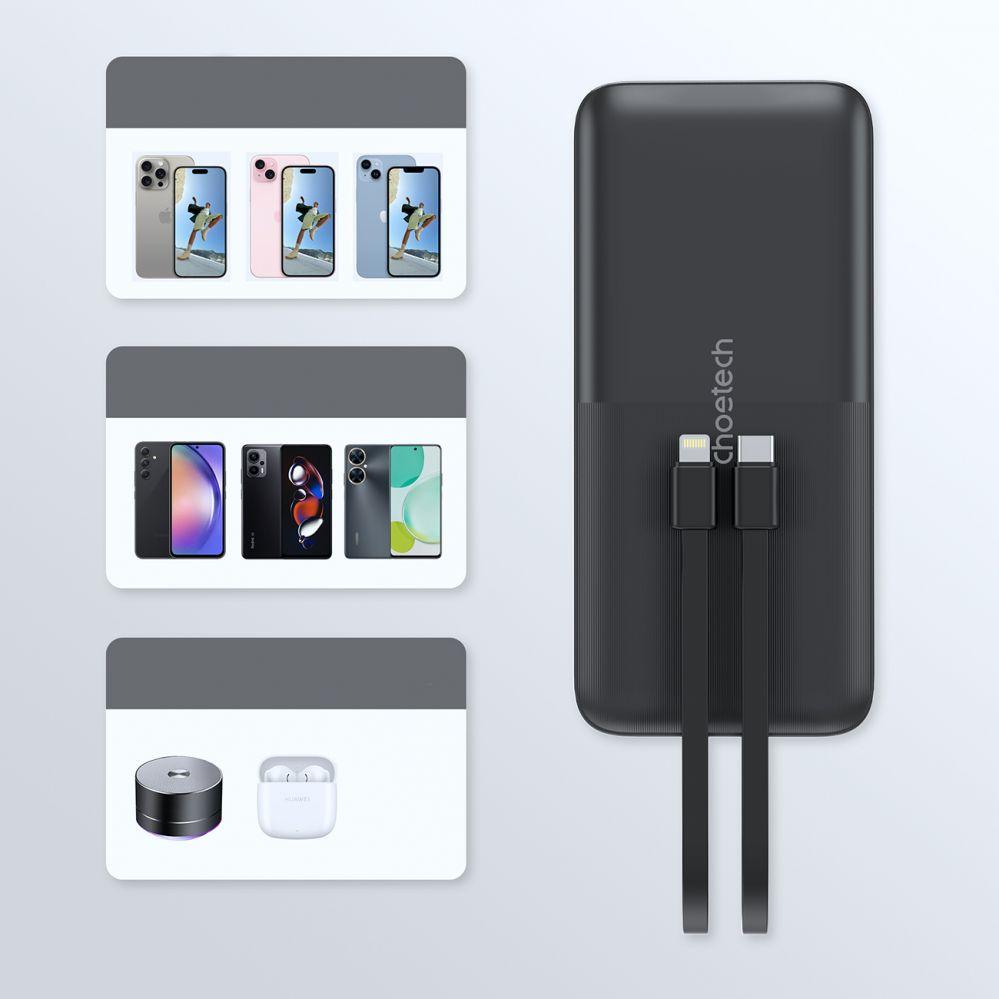 Thumbnail - Choetech None (10000 mAh, 22.50 W, 22.50 Wh), Powerbank, Schwarz