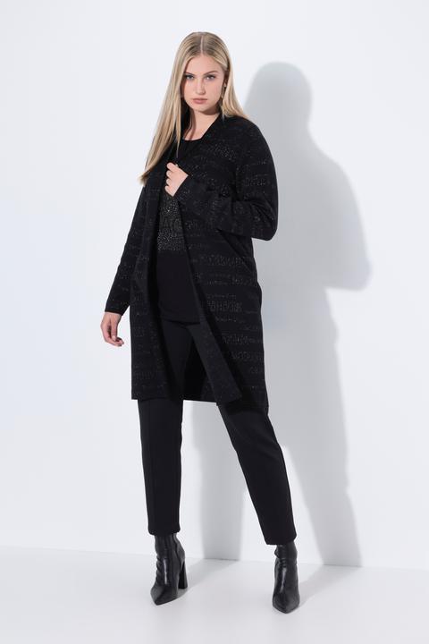 Produktbild Ulla Popken Strickjacke, Glitzer-Schrift, Stehkragen, Langarm (54)