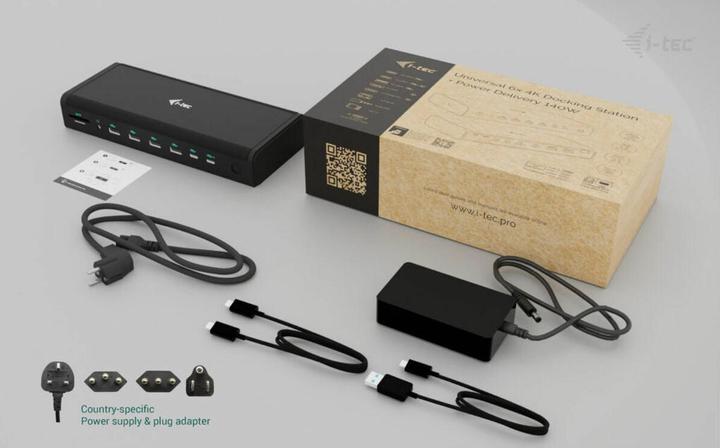 Produktbild i-tec Universal 6x 4K Display DS 6x4K 2xDP 2xHDMI 2xUSB-C 1xGLAN 2xUSB-C Gen.2 4xUSB 3.2 1xAudio/Mic (USB-C)