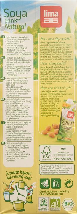 Nährwerte und Zutaten Lima Soja Drink (1 x 100 cl)