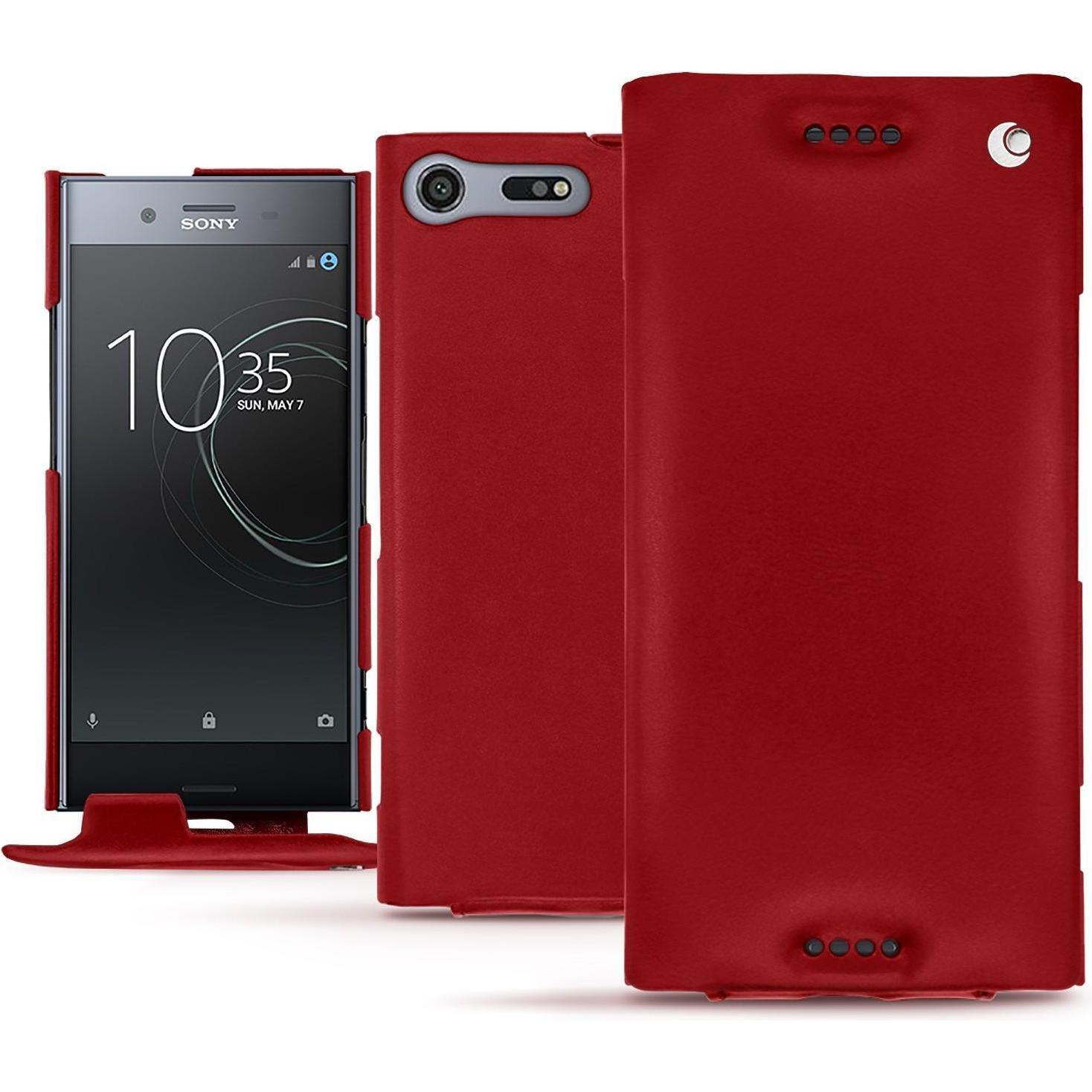 Noreve Lederschutzhülle vertikal (Sony Xperia XZ Premium), Smartphone Hülle, Rot