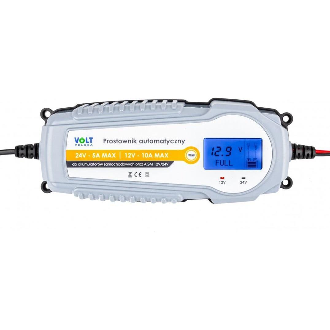 Nvox, Caricabatterie per auto, CARICATORE AUTOMATICO VOLT POLSKA 10A 12/24V LCD (12V, 24V, 10 A)