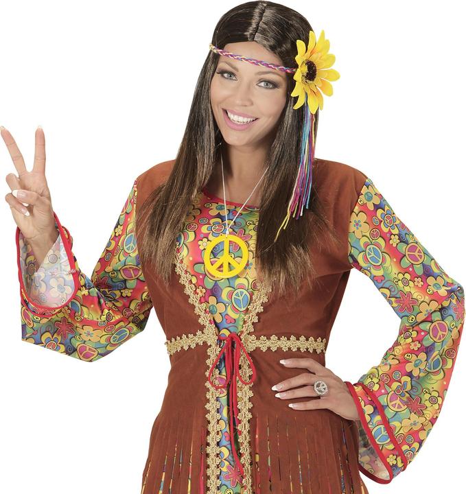Produktbild Widmann Braune Hippie Perücke für Damen mit Blumenstirnband (One Size)