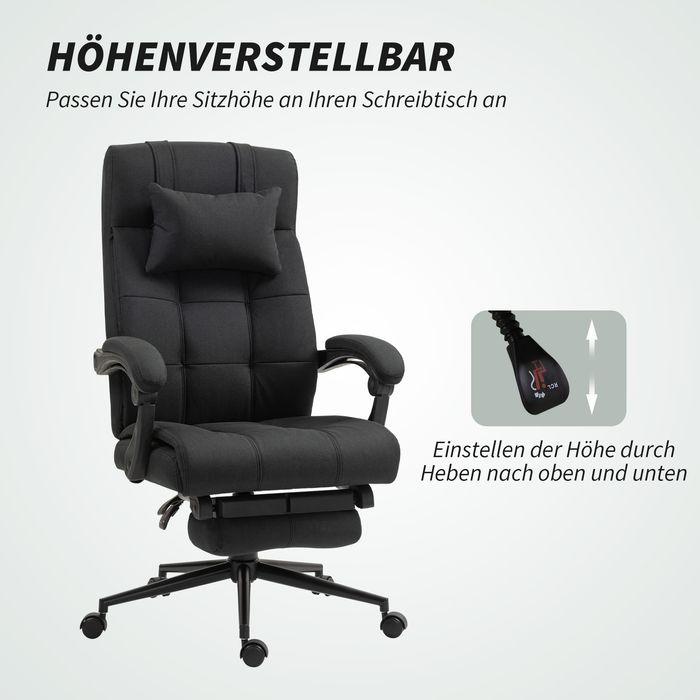 Produktbild Swisshandel24 Bürostuhl mit Fussstütze, Schreibtischstuhl, Drehstuhl mit Kopfstütze, Schwarz