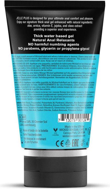 Produktbild Wicked Sensual Care Wicked Jelle Plus Anal Lube W/Relaxa 4oz (120 ml)