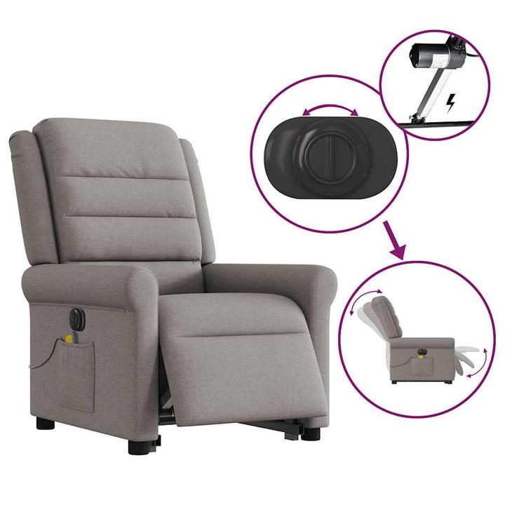 Actual product image VidaXL Electric massage chair with stand-up aid Taupe fabric