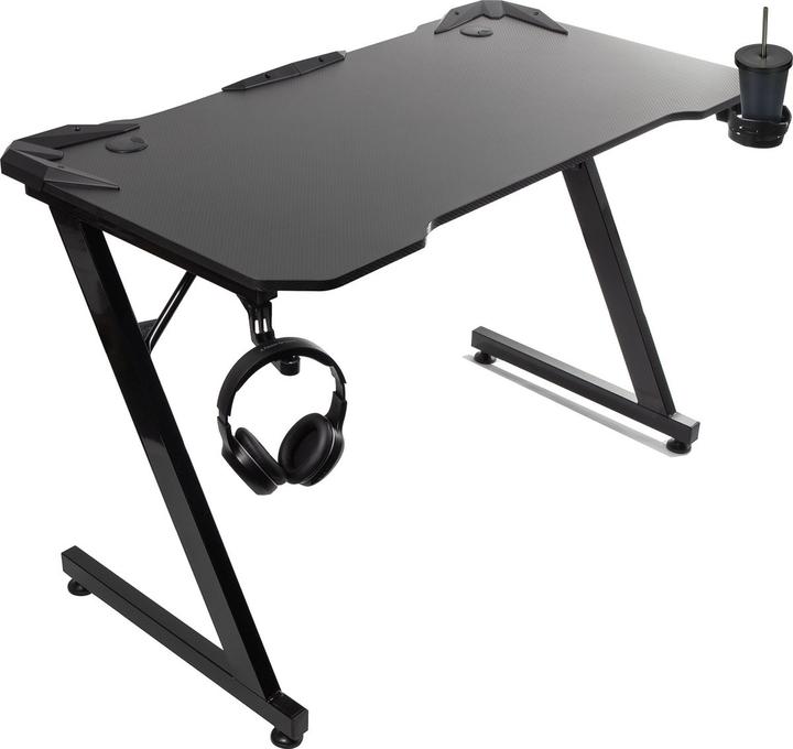 NanoRS Gaming desk black large 150kg max height 750mm 110x60x1 5cm Cup and headphone holder