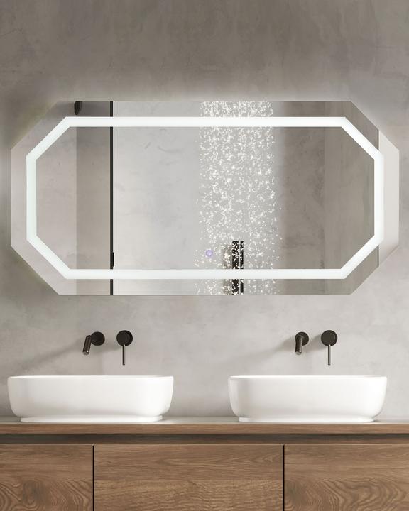 Produktbild Beliani Badspiegel mit LED-Beleuchtung achteckig 120 x 60 cm LOCMARIAQUER (120 x 60 cm)