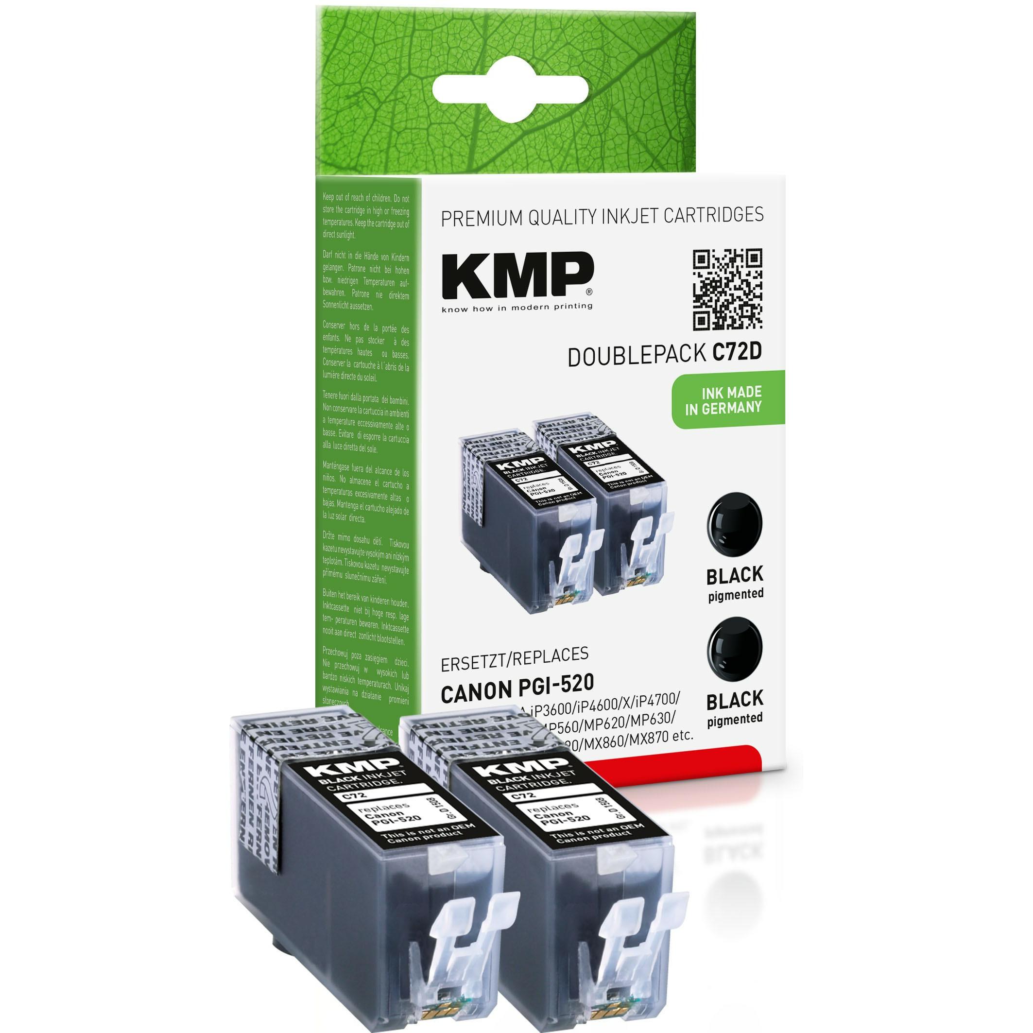 Thumbnail - KMP, Druckerpatrone, C72D Tintenpatrone sw DP kompatibel mit Canon PGI-520 BK (BK)