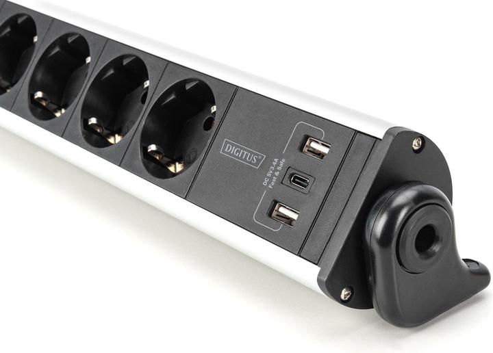 Immagine prodotto Digitus Presa di corrente in alluminio a 6 vie 2xUSB-A/1xUSB-C (6 x, USB-A, USB-C, 1.50 m)