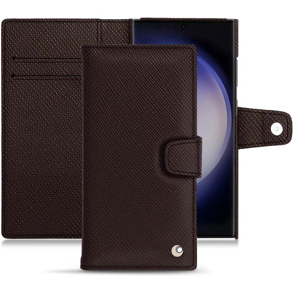 Noreve Lederschutzhülle Samsung Galaxy S23 Ultra (Samsung Galaxy S23 Ultra), Smartphone Hülle, Braun